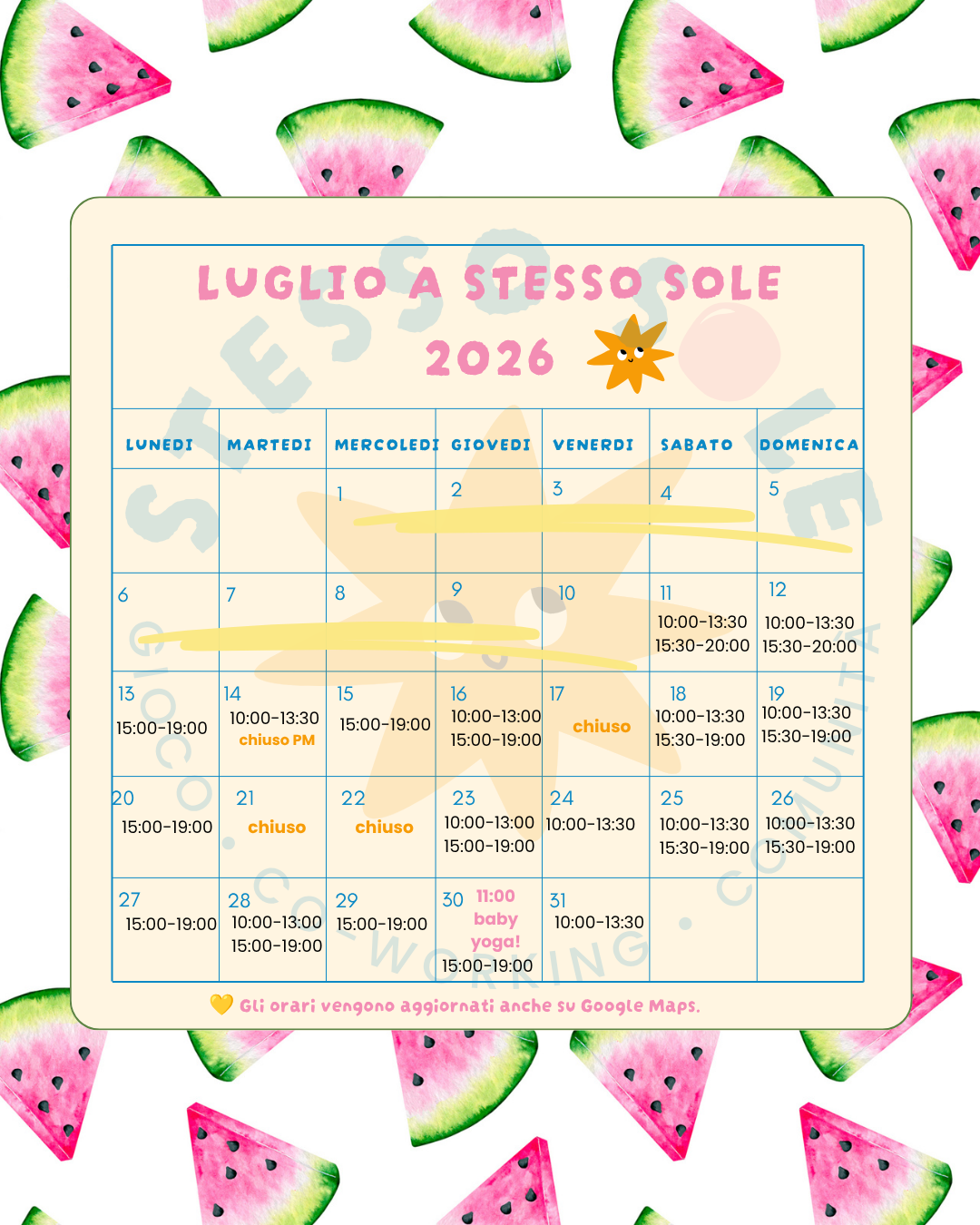 Visualizza il calendario estivo